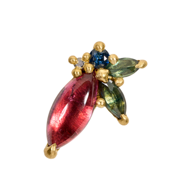 Pink & Green Scarab Stud Earring - 11975